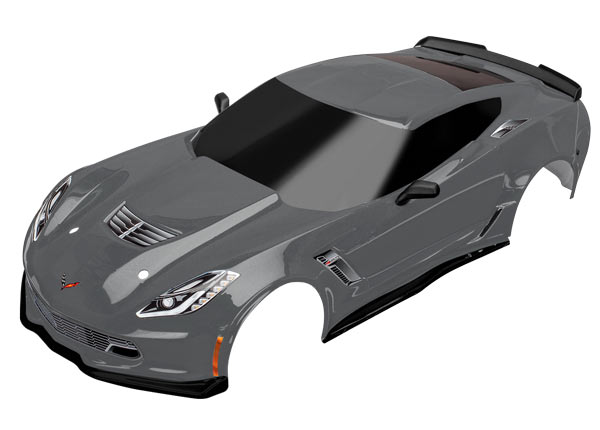 Traxxas Chevrolet Corvette ZO6 body, graphite (painted, decals a - Click Image to Close