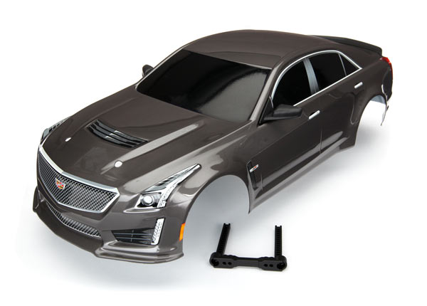 Traxxas Body, Cadillac CTS-V, silver (painted, decals applied) - Click Image to Close