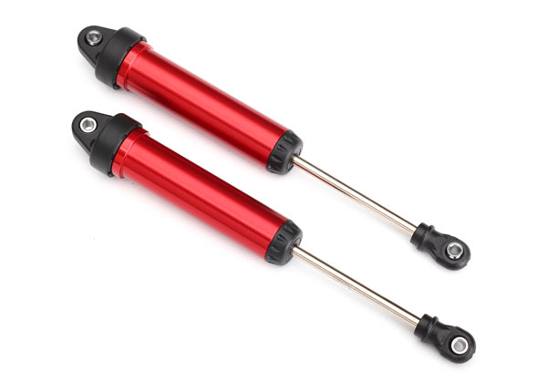 Traxxas Shocks, GTR, 134mm, aluminum (red-anodized) (complete) (front, no threads) (2)