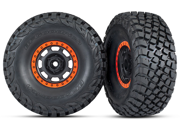 Traxxas Tires and wheels, assembled, glued (Desert Racer wheels, - Click Image to Close