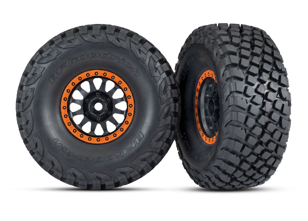 Traxxas Tires & wheels, Method 101 black w/orange Baja KR3 (2)