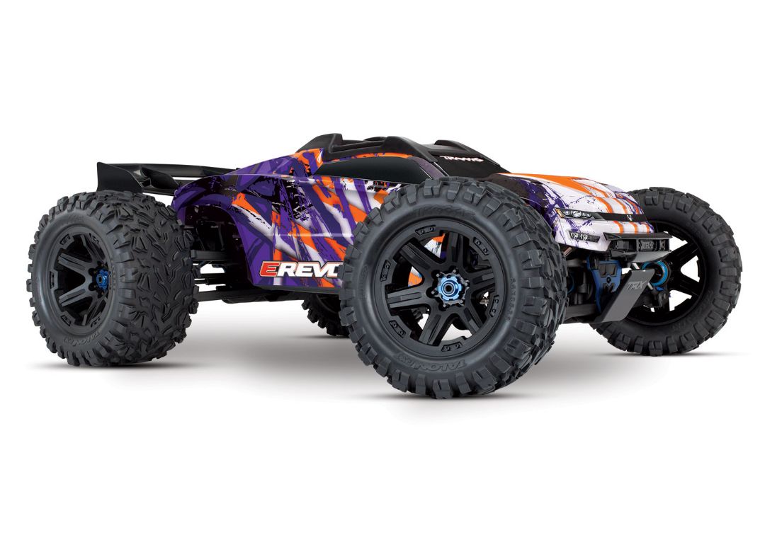 Traxxas E-Revo 2 VXL Brushless: 1/10 Scale 4WD Brushless Electric Monster Truck with TQi 2.4GHz Traxxas Link Enabled Radio System, Velineon VXL-6s brushless ESC (fwd/rev),and Traxxas Stability Management (TSM) - Purple