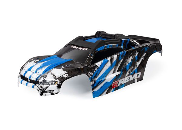 Traxxas Body, E-Revo, Blue/ window, grill, lights decal sheet - Click Image to Close