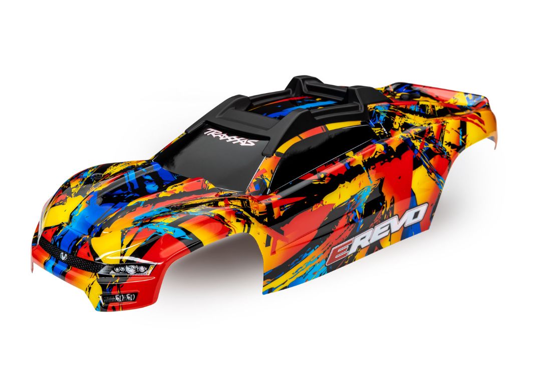 Traxxas Body, E-Revo, Solar Flare (painted, decals applied) - Click Image to Close