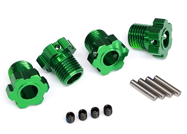 Traxxas Wheel hubs, splined, 17mm (green-anodized) (4)