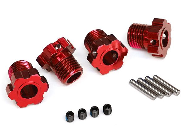 Traxxas Wheel hubs, splined, 17mm (red-anodized) (4)