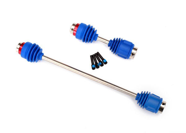 Traxxas Driveshafts, center E-Revo (steel constant-velocity) front (1)/ rear (1) (assembled with inner and outer dust boots, for E-Revo)