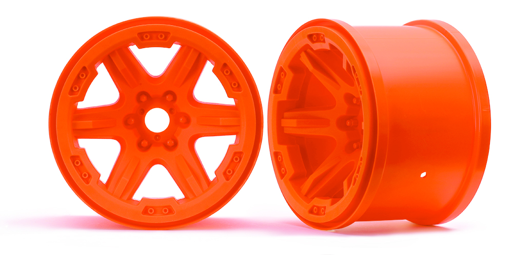 Traxxas Wheels, Carbide 3.8" (orange) (2) (17mm splined) - Click Image to Close