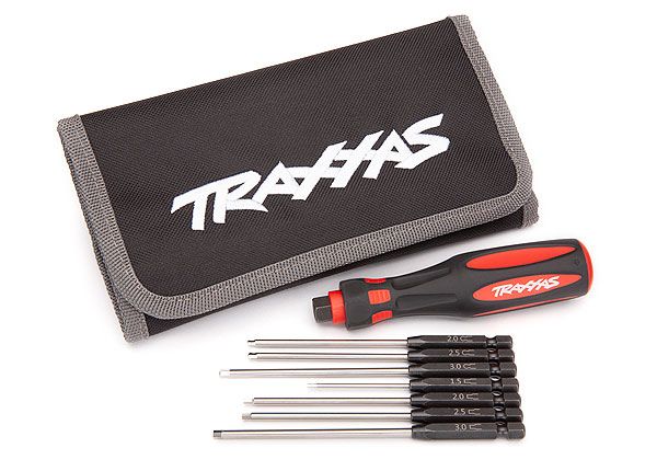 Traxxas Speed Bit Master Set, hex driver, 7-piece straight and ball end, includes premium handle (medium),travel pouch, hex drivers (straight: 1.5mm, 2.0mm, 2.5mm, 3.0mm) (ball end: 2.0mm, 2.5mm, 3.0mm),1/4