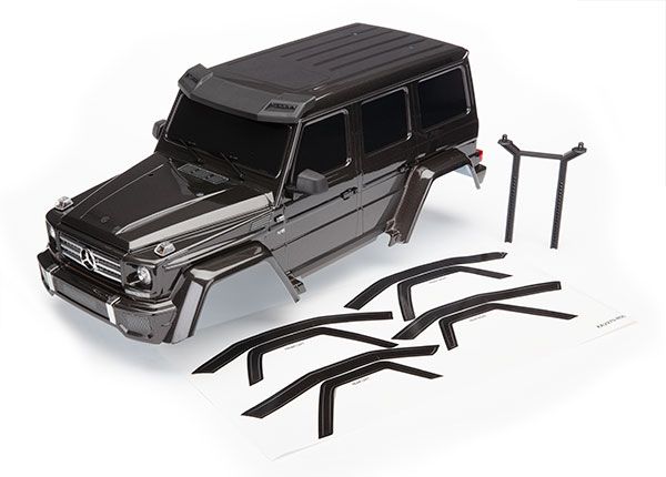 Traxxas Body, Mercedes-Benz G-500 4x4, complete (black) (includes rear body post, grille, side mirrors, door handles, & windshield wipers)