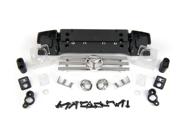 Traxxas Grille, Mercedes-Benz G-500 4x4/ grille mount/ grille insert/ headlight lens (2)/ headlight reflector (2)/ reflector lens (2)/ bumperette front (2)/ bumperette mount (2)/ turn signal housing (2)/ turn signal housing retainer (2)/ turn signal len