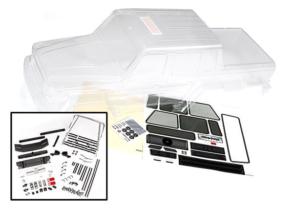 Traxxas Body, Mercedes-Benz G 63 (clear, requires painting)/ decals/ window masks