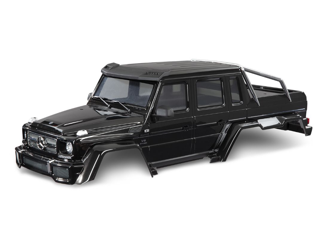 Traxxas Body, Mercedes-Benz G 63, complete Gloss Black Metallic - Click Image to Close