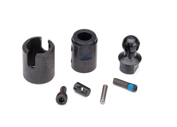 Traxxas Output drive, transmission or differential (pin retainer (1)/ drive cup (1)/ drive ball (1)/ center ball (1)/ drive pin (1)/ 3x10 screw pin (1)/ cross pin (black) (1)/ 2.5x6 CS (with threadlock) (1)) (use with 6X6 axle configuration)