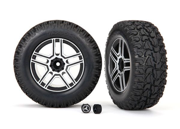 Traxxas Tires and wheels, assembled, glued (2.6" black, satin ch - Click Image to Close