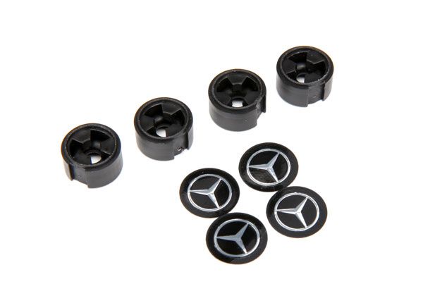 Traxxas Center caps, Mercedes-Benz G 500 wheel (black) (4) (requ