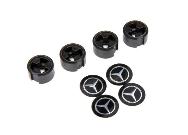 Traxxas Center caps, Mercedes-Benz G 500 wheel (black) (4) (requ - Click Image to Close