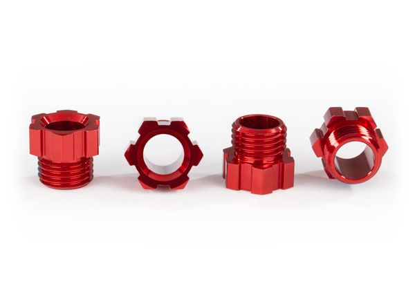 Traxxas Stub axle nut, aluminum (red-anodized) (4)