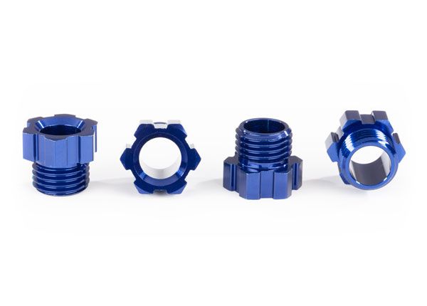 Traxxas Stub axle nut, aluminum (blue-anodized) (4)