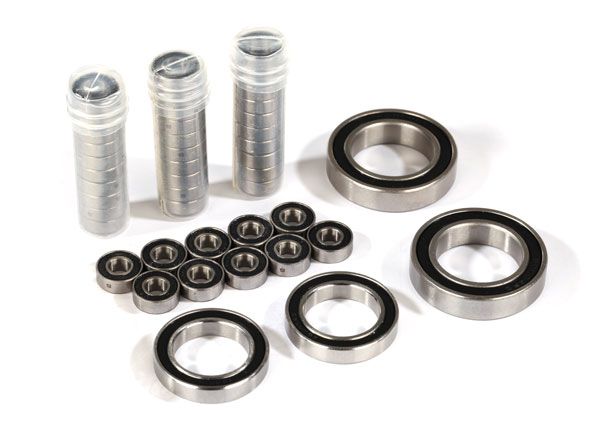 Traxxas Ball bearing set, TRX-4 Traxx, black rubber sealed, stainless (contains 5x11x4 (40),20x32x7 (2),& 17x26x5 (2) bearings/ 5x11x.5mm PTFE-coated washers (40)) (for 1 pair of front or rear tracks)