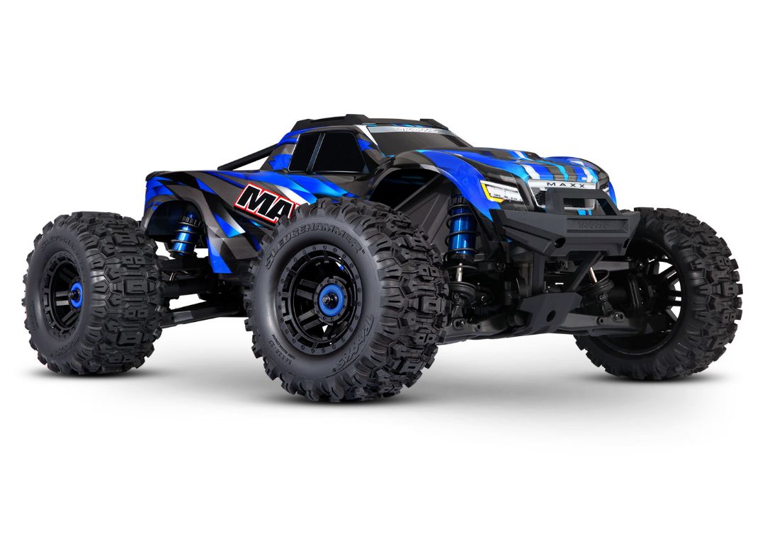 Traxxas Maxx 4S V2 Brushless Monster Truck w/ WideMaxx - Blue - Click Image to Close