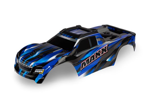 Traxxas Body, Maxx V2, blue (painted, decals applied) - Click Image to Close