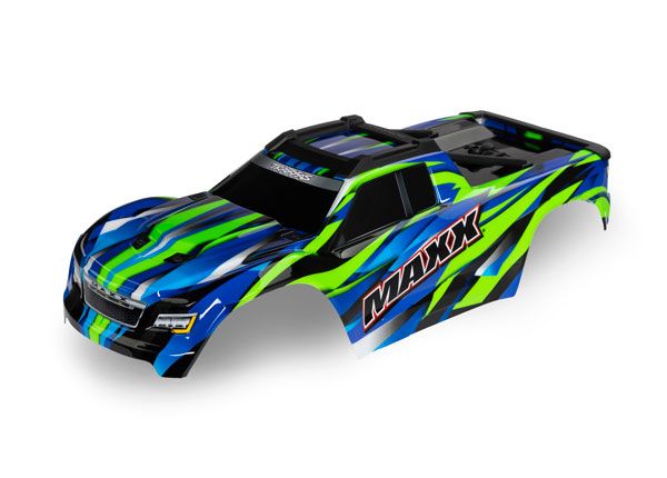 Traxxas Body, Maxx V2, green (painted, decals applied) - Click Image to Close