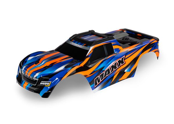 Traxxas Body, Maxx V2, orange (painted, decals applied) - Click Image to Close