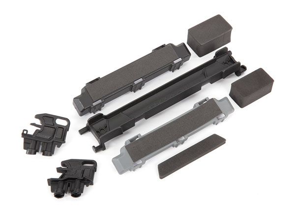 Traxxas Battery hold-down/ mounts (front & rear)/ battery compartment spacers/ foam pads (fits Maxx V2 with extended chassis (352mm wheelbase))