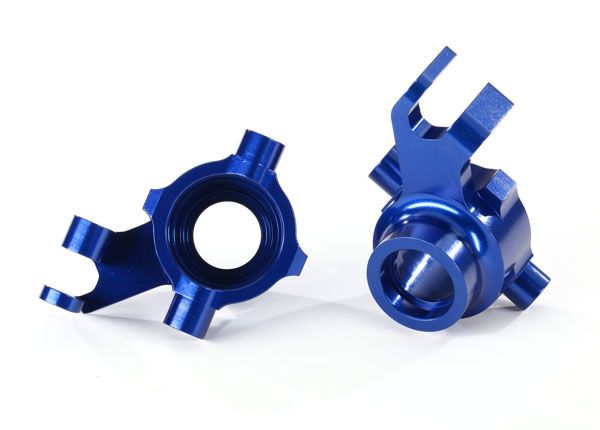 Traxxas Steering blocks, 6061-T6 aluminum (blue-anodized)
