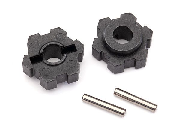 Traxxas Wheel hubs, hex (2)/ 2.5x12 pins (2) - Click Image to Close