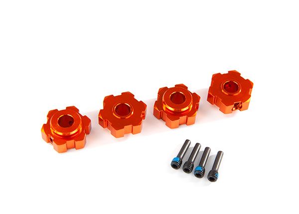 Traxxas Wheel hubs, hex, aluminum (orange-anodized) (4)/ 4x13mm