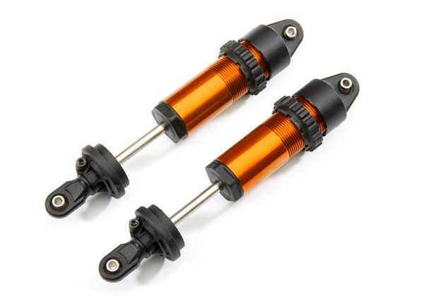Traxxas Shocks, GT-Maxx, aluminum (orange-anodized) (fully assembled w/o springs) (2)