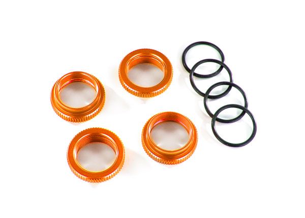 Traxxas Spring retainer (adjuster),orange-anodized aluminum, GT-Maxx shocks (4) (assembled with o-ring)