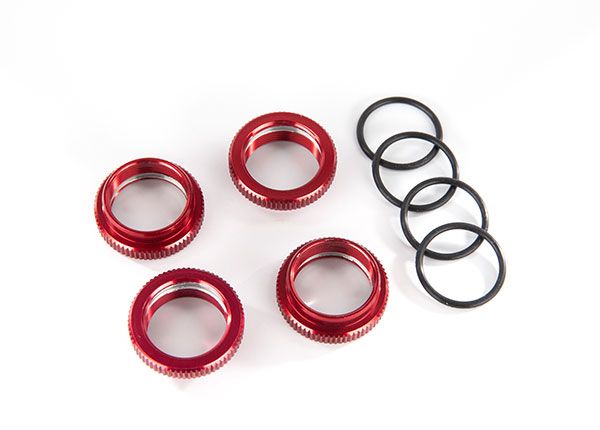 Traxxas Spring retainer (adjuster), red-anodized aluminum, GT-M