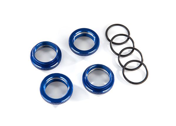 Traxxas Spring retainer (adjuster), blue-anodized aluminum, GT-