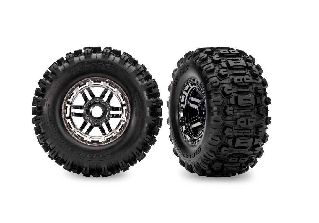 Traxxas Maxx 2.8" Black Chrome Wheels & Sledgehammer Tires (2)