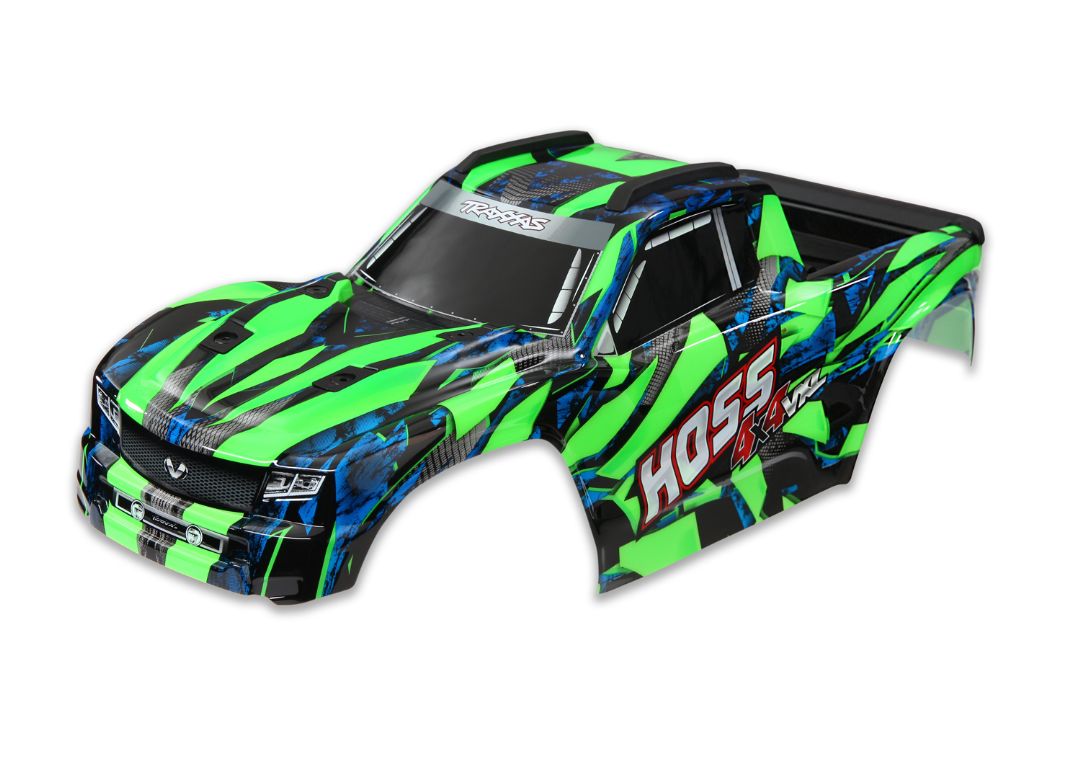 Traxxas Body, Hoss 4X4 VXL, green/ window, grille, lights decal