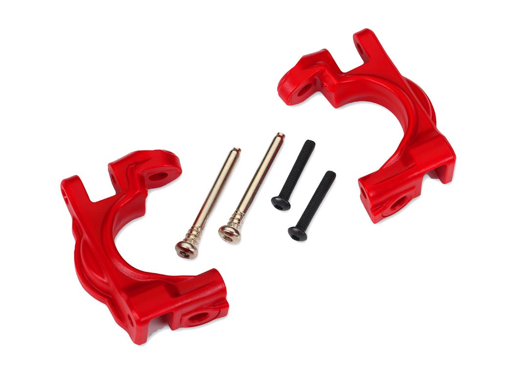 Traxxas Caster blocks (c-hubs),extreme heavy duty, red (left & right)/ 3x32mm hinge pins (2)/ 3x20mm BCS (2) (for use with #9080 upgrade kit)