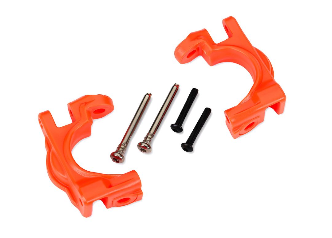 Traxxas Caster blocks (c-hubs),extreme heavy duty, orange (left & right)/ 3x32mm hinge pins (2)/ 3x20mm BCS (2) (for use with #9080 upgrade kit)