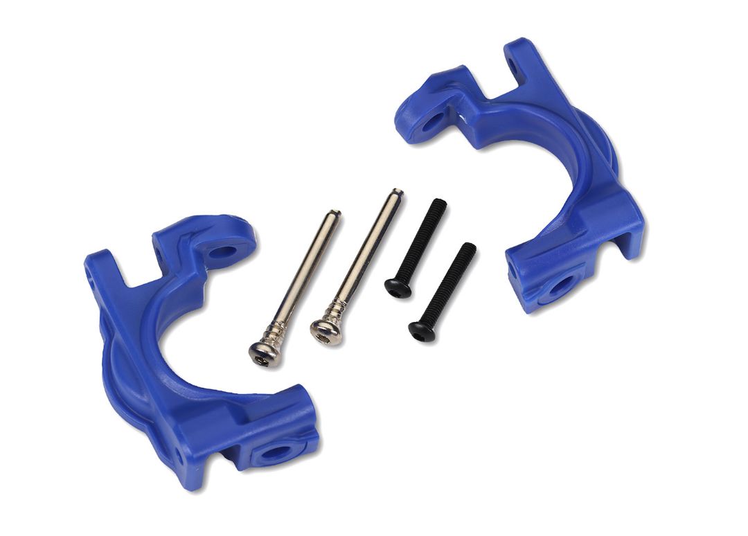 Traxxas Caster blocks (c-hubs),extreme heavy duty, blue (left & right)/ 3x32mm hinge pins (2)/ 3x20mm BCS (2) (for use with #9080 upgrade kit)