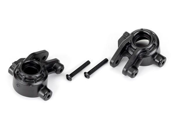 Traxxas Steering blocks, extreme heavy duty, black (left & right)/ 3x20mm BCS (2) (for use with #9080 upgrade kit)