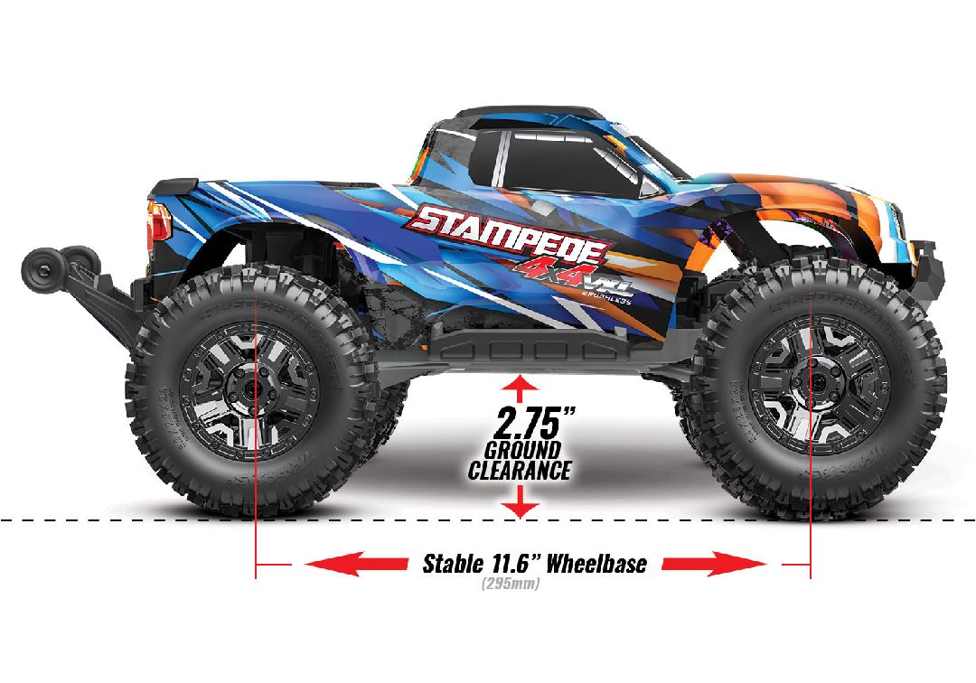 Traxxas Stampede VXL Brushless 1/10 4X4 Monster Truck - Red - Click Image to Close