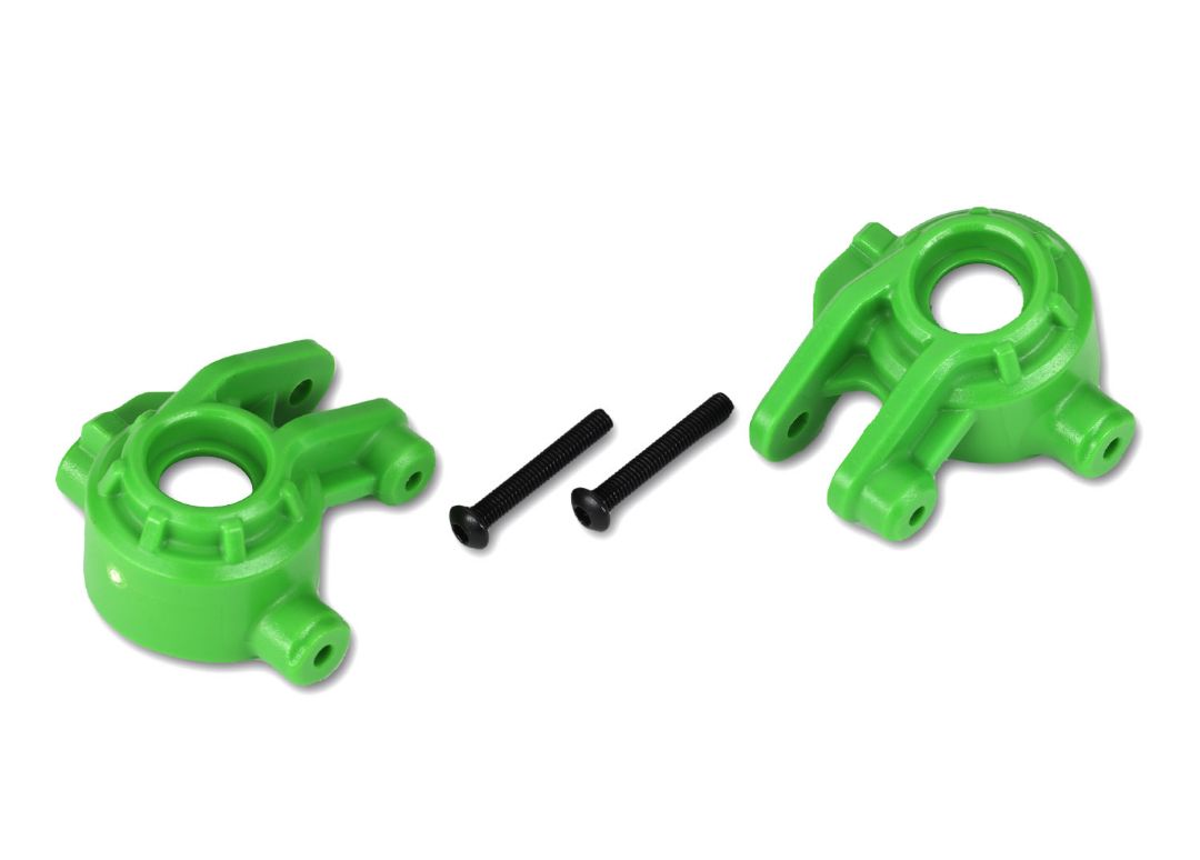 Traxxas Steering blocks, extreme heavy duty, green (left & right)/ 3x20mm BCS (2) (for use with #9080 upgrade kit)