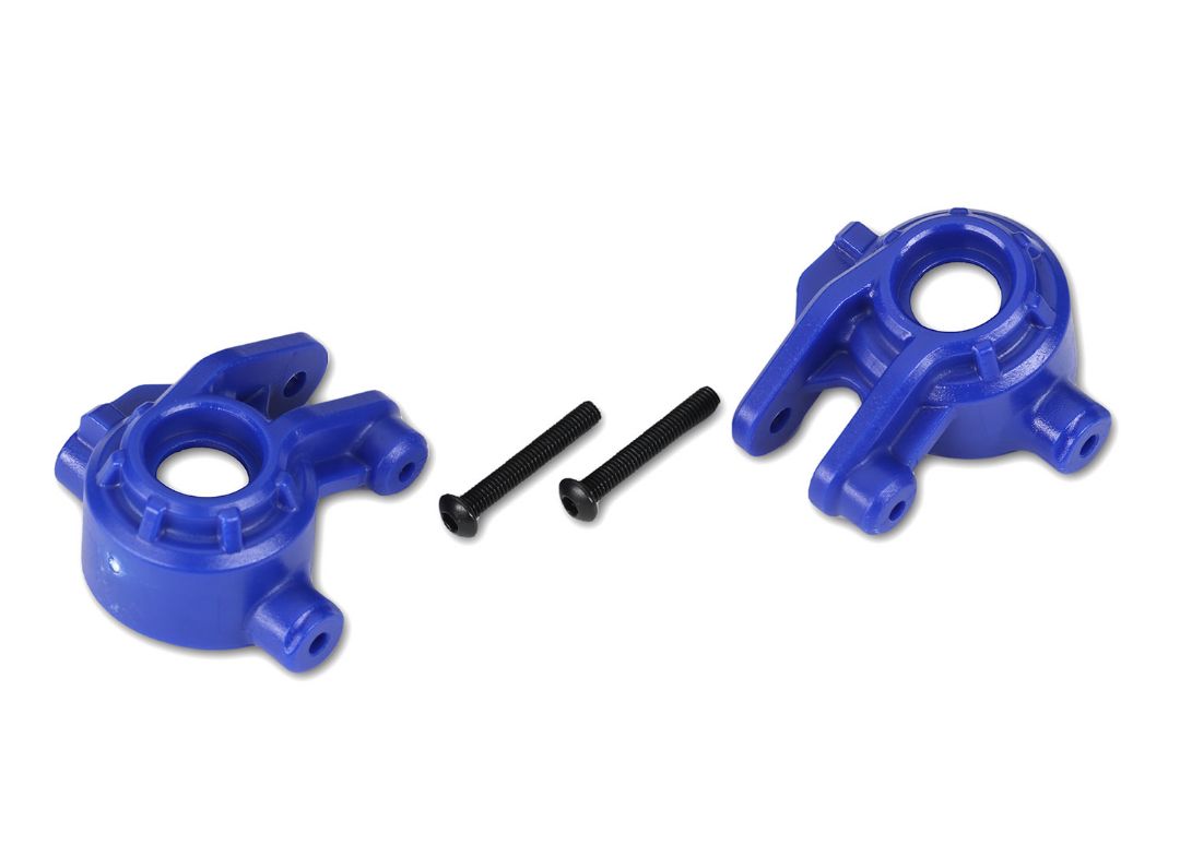 Traxxas Steering blocks, extreme heavy duty, blue (left & right)/ 3x20mm BCS (2) (for use with #9080 upgrade kit)