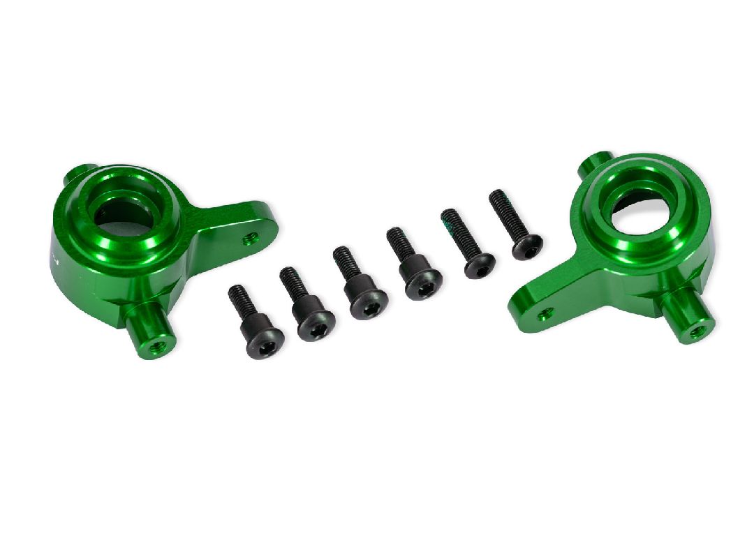 Traxxas Steering blocks, 6061-T6 aluminum (green), left & right