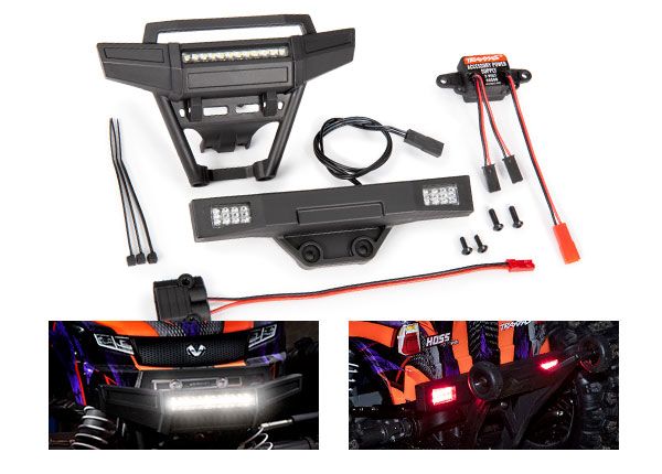 Traxxas Hoss LED light set, complete (includes front and rear bumpers with LED lights, 3-volt accessory power supply, and power tap connector (with cable) (fits #9011 body)