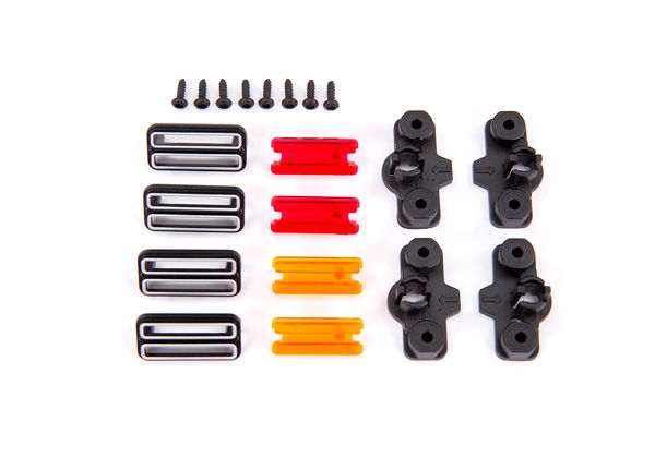 Traxxas Marker light housing (4)/ marker light mount (4)/ marker light lens (red (2),amber (2))/ reverse lens (left & right)/ 1.6x5 BCS (self-tapping) (8)