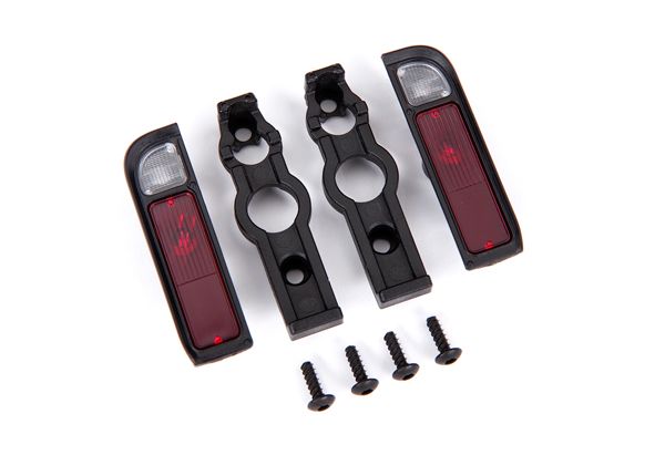 Traxxas Tail light housing, black (2)/ lens (2)/ retainers (left & right)/ 2.6x8 BCS (self-tapping) (4)