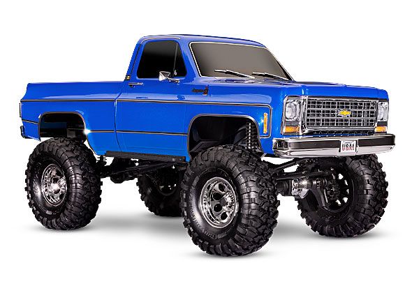 Traxxas TRX-4 Chevrolet K10 Cheyenne High Trail Edition (Blue): 1/10 Scale 4X4 Trail Truck, Fully-Assembled, Waterproof electronics, Ready-To-Drive, with TQi 2.4GHz 4-channel Radio System, XL-5 HV Speed Control, Hi/Low Transmission, Remote Locking Differentials, and painted body. Requires: battery and charger.